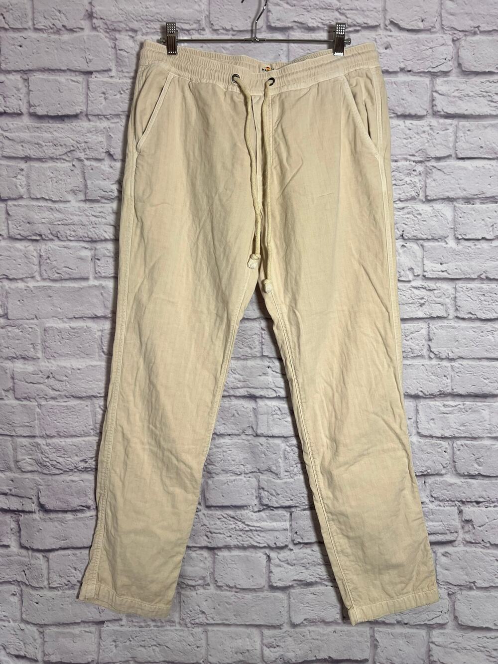 Marine Layer Saturday Beach Pant SIZE M Beige Cotton Double Cloth Woven